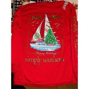 Simply Southern Nauti Or nice sailboat long Sleeve t-shirt youth Size Small 6-7